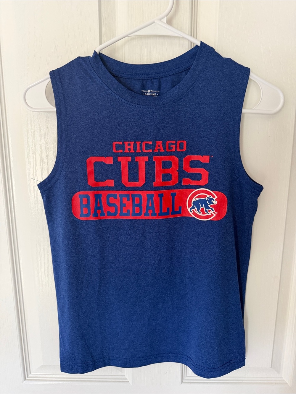 Chicago Cubs Kids Sleeveless Baseball Tank Top - Navy with Red Logo